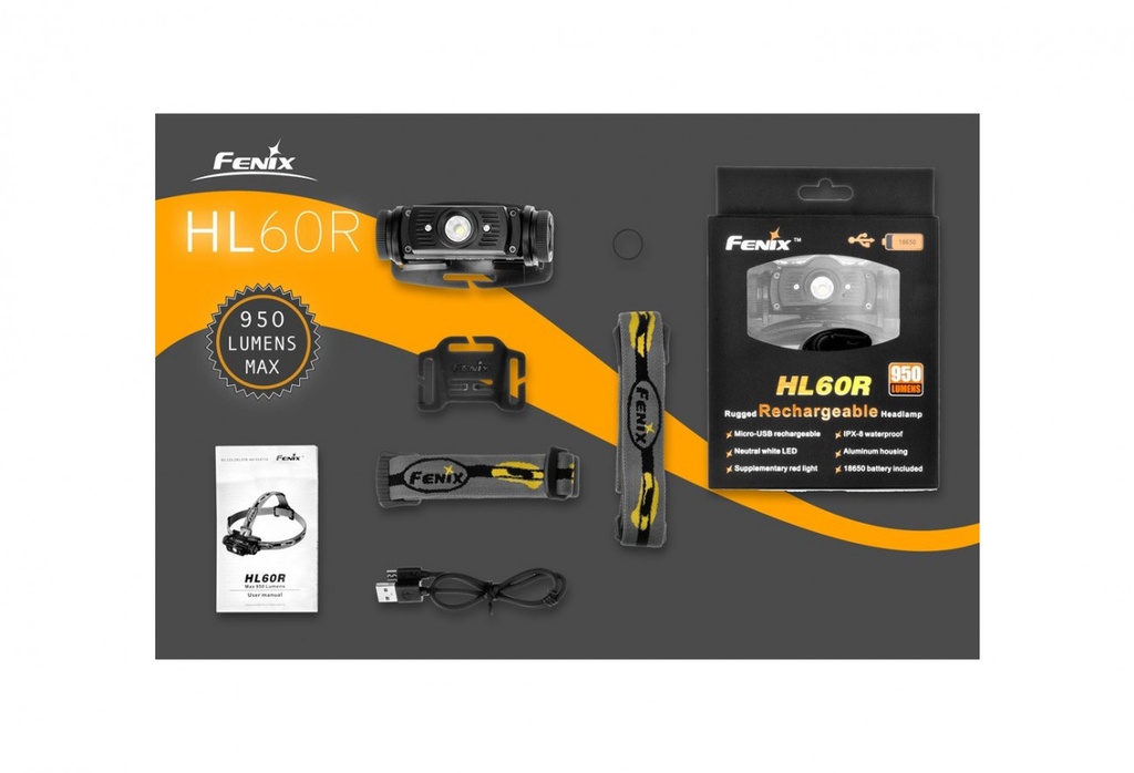 Lampe frontale Fenix HL60R - 950 lu - arrêté