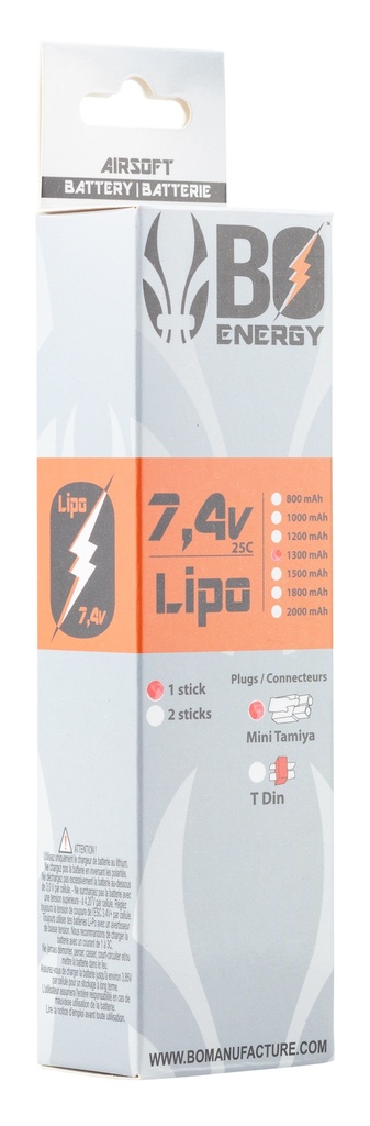 1 stick batterie Lipo 2S 7.4V 1300MAH 25 C T-Dean