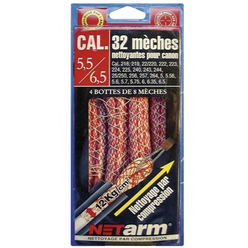 Paquet de 32 mèches nettoyantes pour canon 5,5 / 6,5