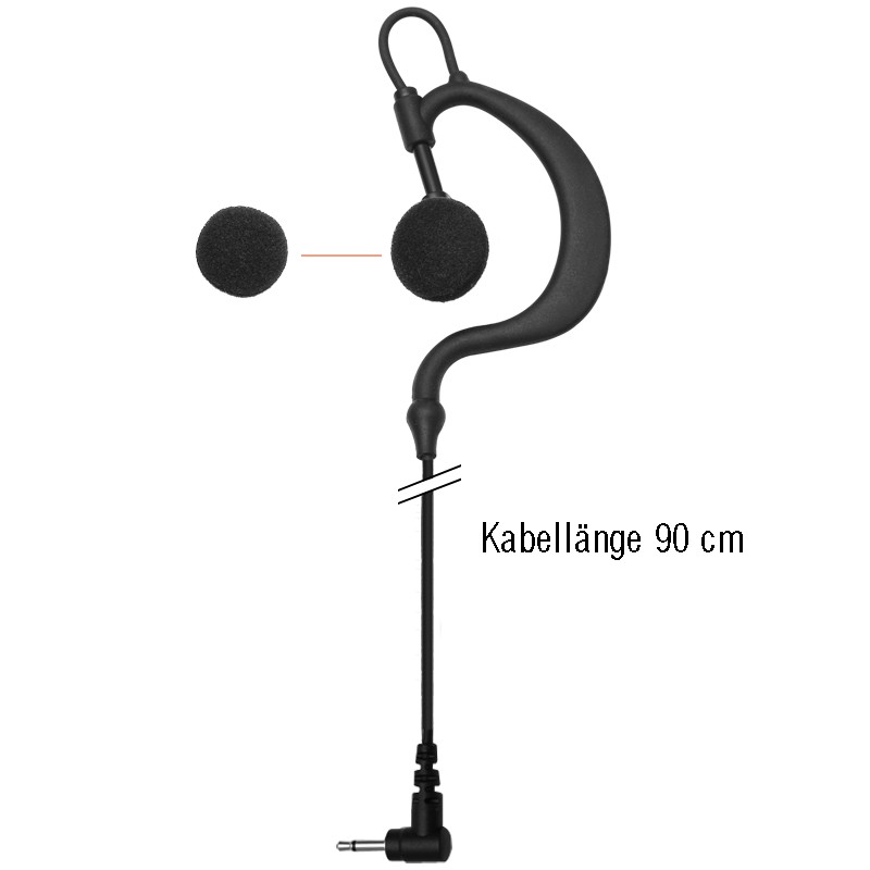 Oreillette Flexi simple- câble droit 90cm - prise Jack 2.5mm
