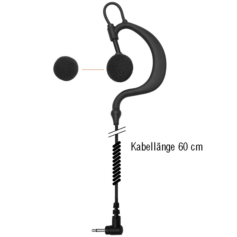 Oreillette 1/4 de tour 60cm spirale avec jack 2.5