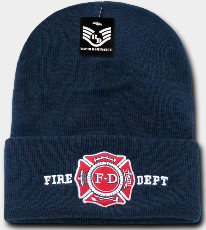 Bonnet brode Fire Dept. Bleu avec bordures