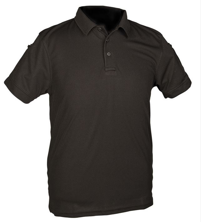 Polo Tactique Manches Courtes QuickDry Mil-Tec Noir