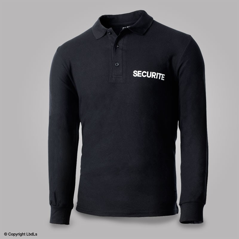 Polo Noir Manches Longues SECURITE