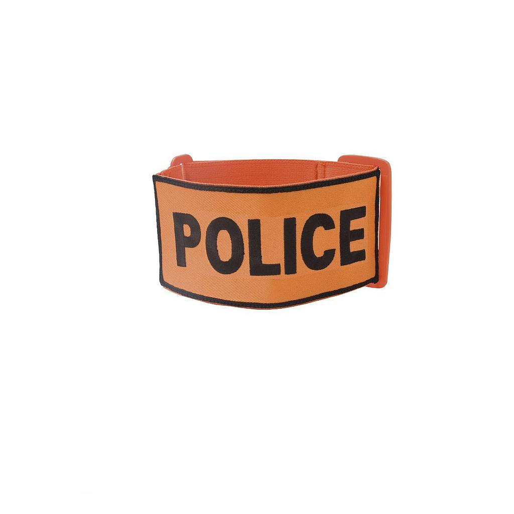 Brassard orange contour noir Police