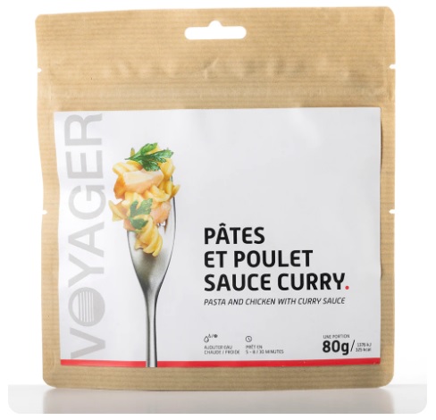 Pâtes et poulet sauce curry lyophilisé - 80g - 328 kcal
