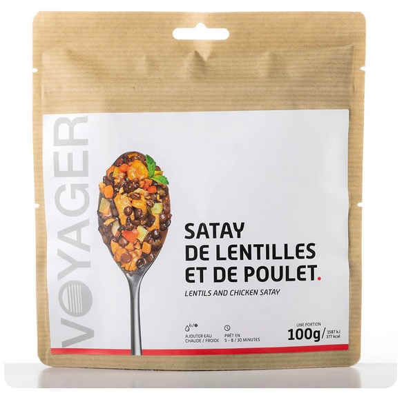 Satay de lentilles et de poulet lyophilisé - 100g - 390 kcal