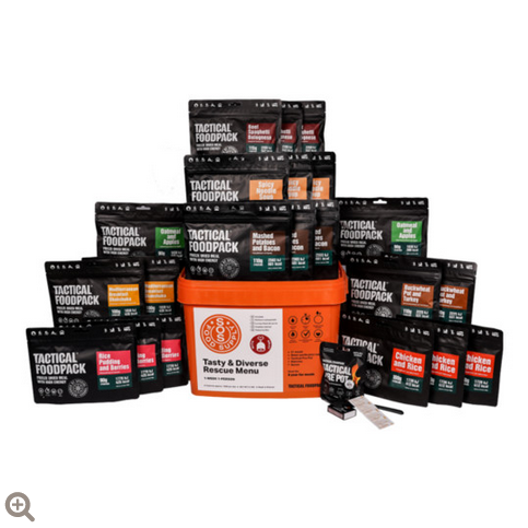 Pack semaine S.O.S avec viande - 21 repas + accessoires de survie