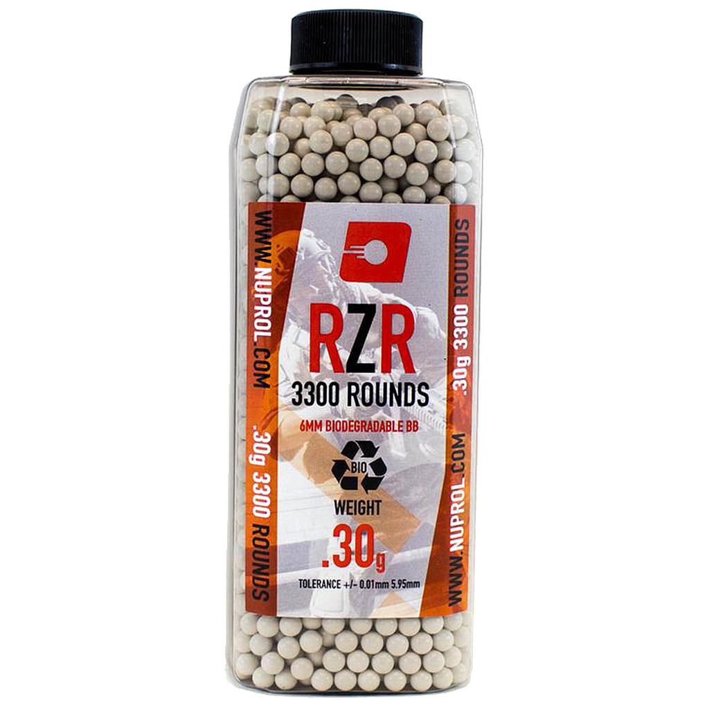 Nuprol - Billes Airsoft 6mm RZR 0.30g BIO bouteille 3500 bbs