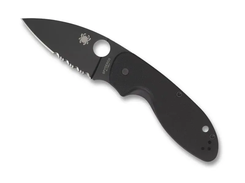 Couteau Spyderco EFFICIENT LAME NOIRE SEMI-DENTEE 
