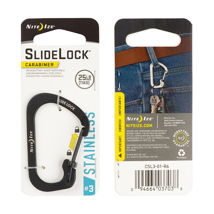 * Mousqueton Carabiner en Acier inoxydable Verrou  Slidelock