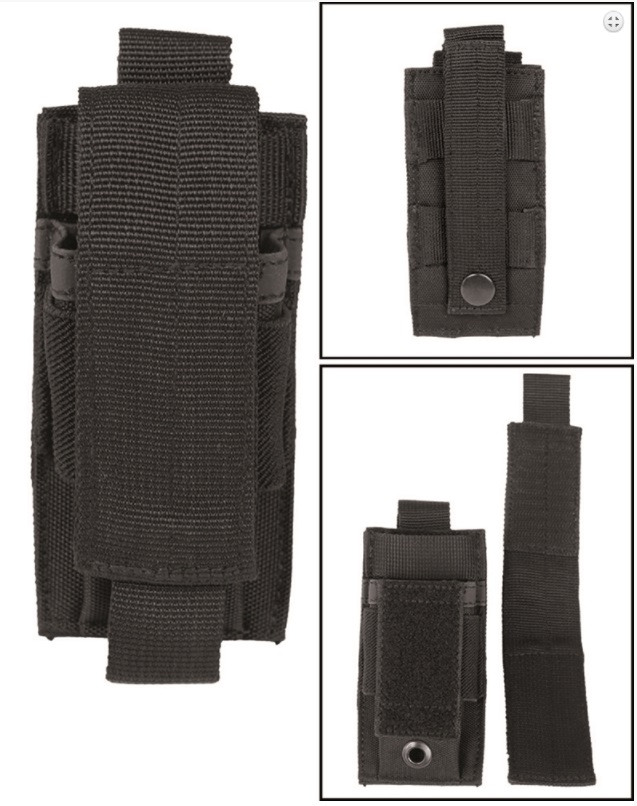 Etui avec rabat pour magasin 9 mm simple noir Mil-Tec