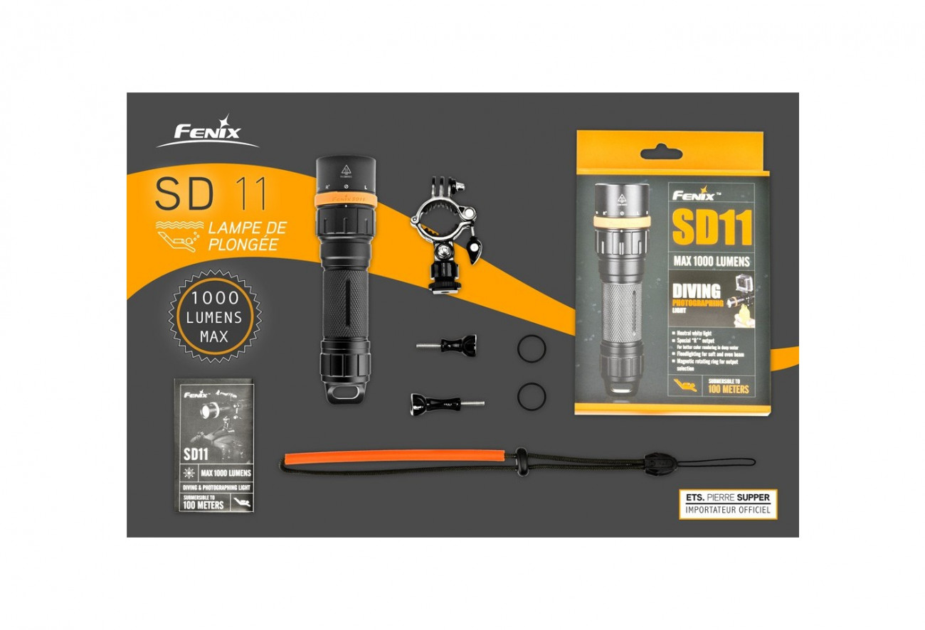 LAmpe Fenix SD11 - Lampe de plongée - 1000 Lu