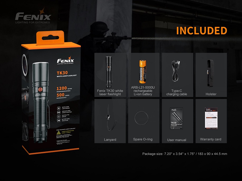 Lampe tactique à laser classe 1 Fenix TK30