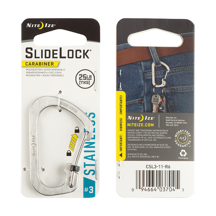 Mousqueton Acier inoxydable Carabiner Verrou  Slidelock - Nite IzeNI Slidelock  Carabiner  Acier inoxydable #2 - Noir - CSL2-01-R6