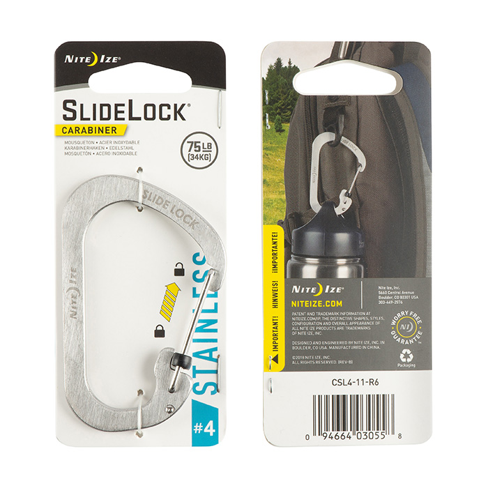 Mousqueton Acier inoxydable Carabiner Verrou  Slidelock - Nite IzeNI Slidelock  Carabiner  Acier inoxydable #2 - Noir - CSL2-01-R6